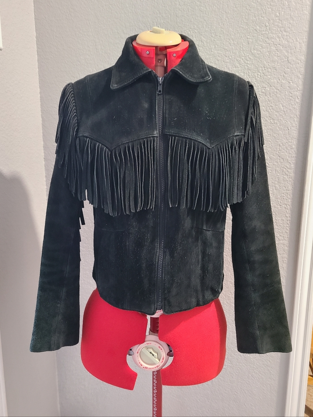 VTG 70s Wilson's Leather Black Fringe Suede  Jacket Size 10